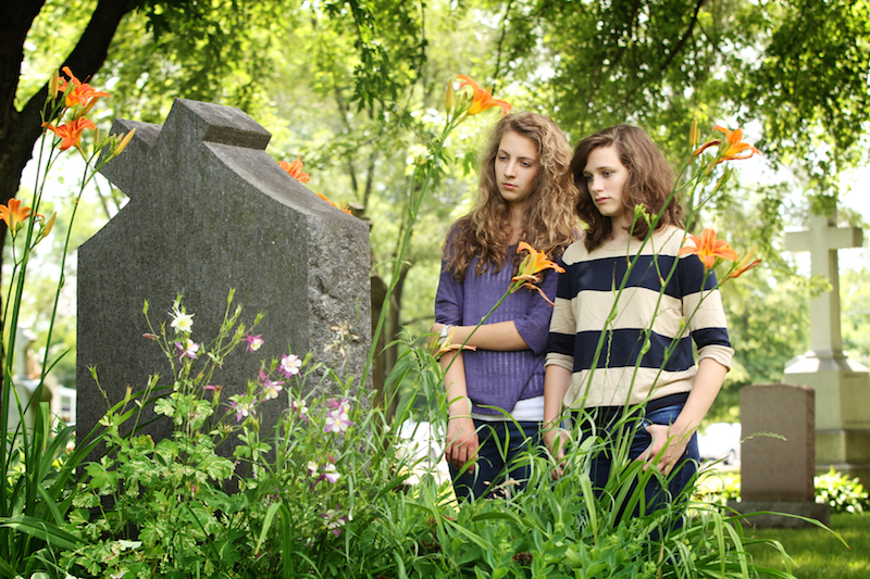 Girls at the cemetery